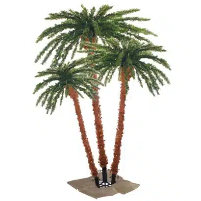 Prelit multi-trunk palm